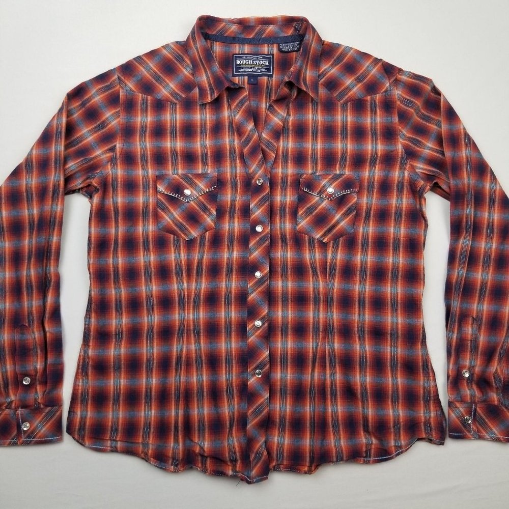 VTG Stock Mens Medium Western Pearl Snap Shirt